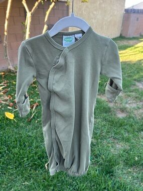 Parade Organics Olive Green Infant Sleep Gown - Soft Long Sleeve